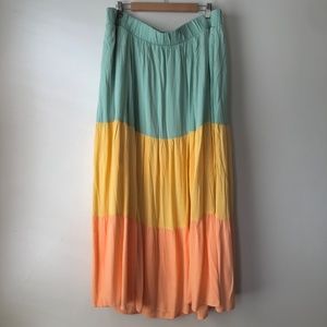 Torrid Gauzy Tiered Color Blocked Midi Skirt Size 3X